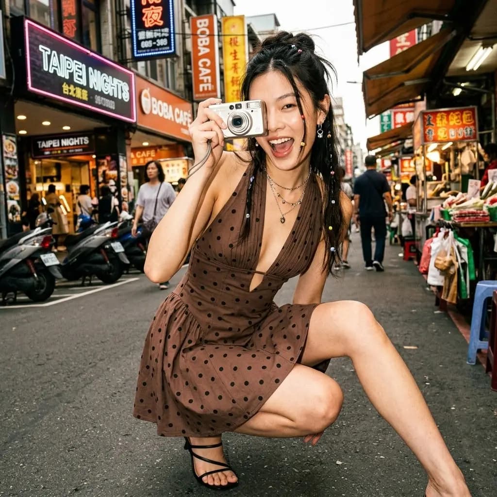 Brown Polka Dot Halter Mini Dress